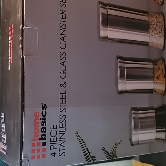 NWT 3 piece glass and stainless steel container set 3 sizes screw tops homebasic - Picture 7 of 13